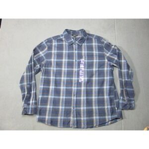 Eddie Bauer Shirt Mens 2XL Insignia Blue Canyon Plaid Twill Flannel Button Up